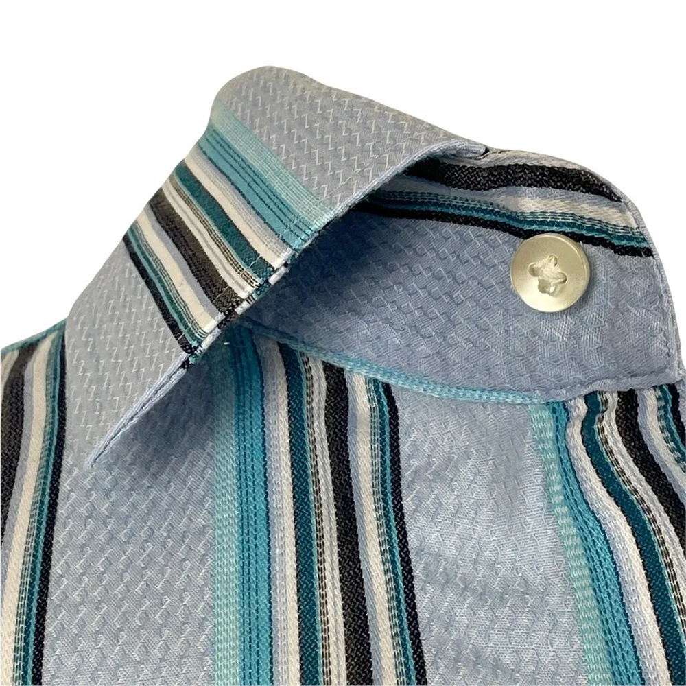 Thomas Dean Men's Long‎ Sleeve Button Down Multi-Colored Vertical Striped XL - Picture 7 of 7